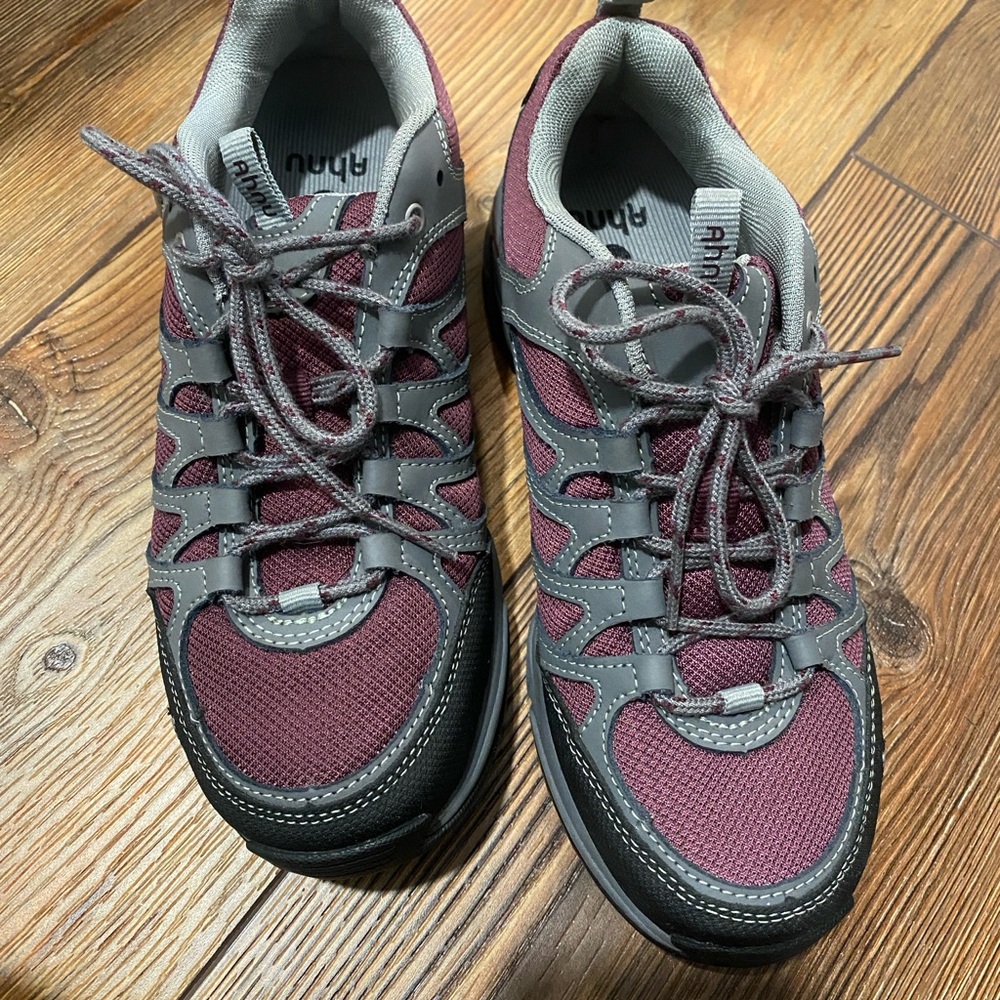 Ahnu Burgundy and Gray Athletic Shoes hiking shoes